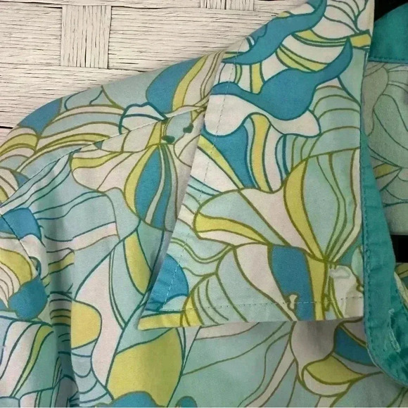 Lane Bryant floral button-down blouse blue green yello coastal grandma plus size - Picture 3 of 8
